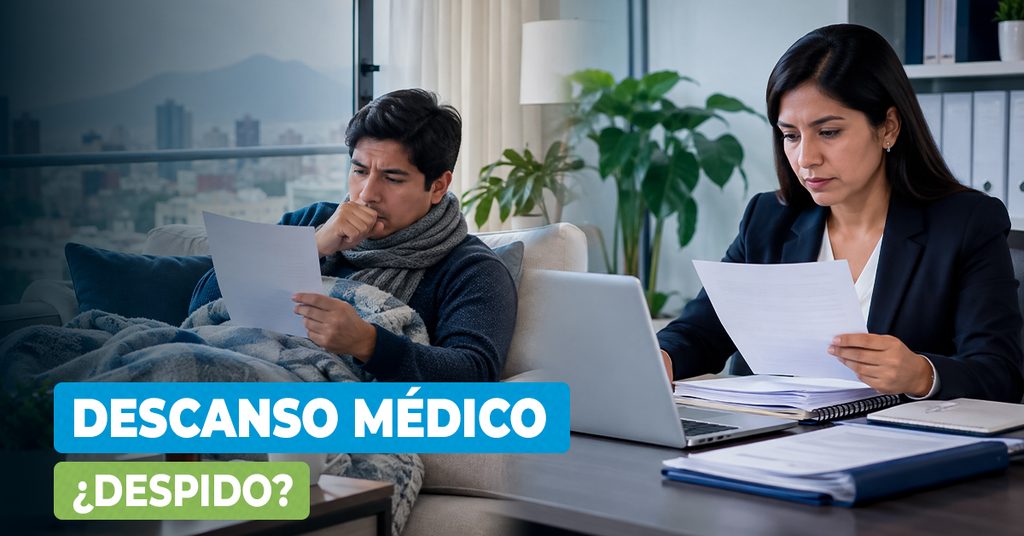 Empleador revisando documentación sobre despido por descanso médico en Perú.