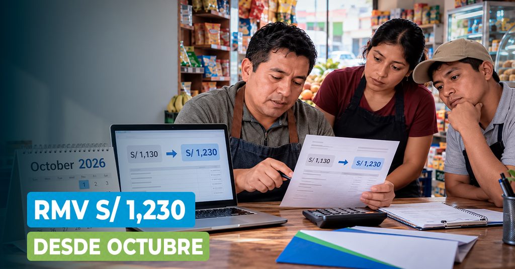 Aumento del sueldo mínimo a S/ 1,230 desde octubre de 2026